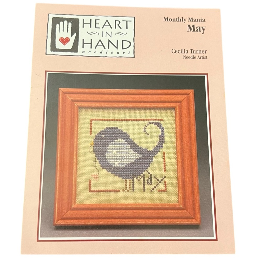 2000 VTG Heart in Hand MONTHLY MANIA MAY Cross Stitch Pattern Chart Bluebird